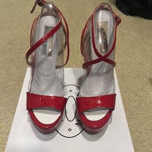 Red Strappy Women's Heels